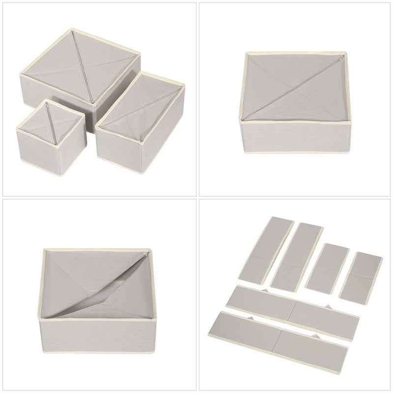 TENABORT 6 Pack Foldable Drawer Organizer Dividers Cloth Storage Box Closet Dresser Organizer Cube Fabric Containers Basket Bins for Underwear Bras Socks Panties Lingeries Nursery Baby Clothes Gray - Image 3